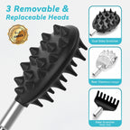 Telescoping Back Scratcher with 3Pcs Detachable Head, Valentines Day Birthday Gifts for Men Women Dad Who Have Everything, Whit
