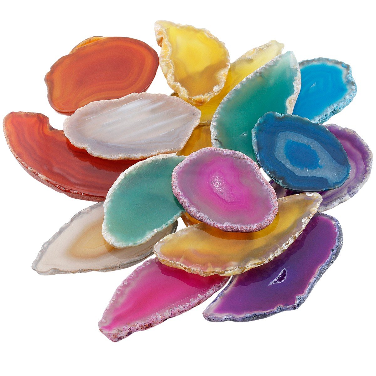rockcloud 10 Pcs Agate Light Table Slices, Healing Crystals Geode Stones,Irregular Home Decoration Jewelry Making,Multi Color