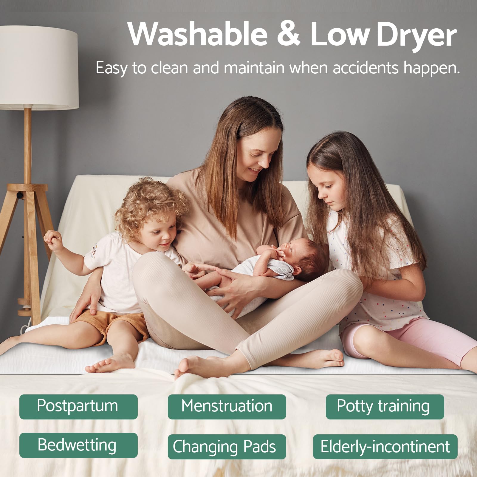 CoolShields Waterproof Bed Pads Incontinence 60 x 36 (Queen) Washable Reusable Mattress Protector Bedwetting Pad for Kids, Adult