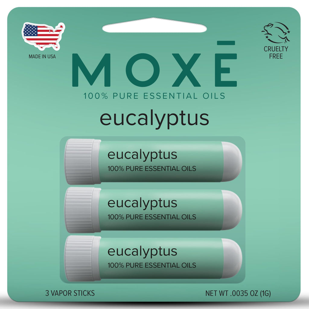 MOXE Eucalyptus Essential Oil Nasal Inhaler, Sinus & Congestion Relief, Daily Relaxation, Stress Relief, Therapeutic No-Mess Aro