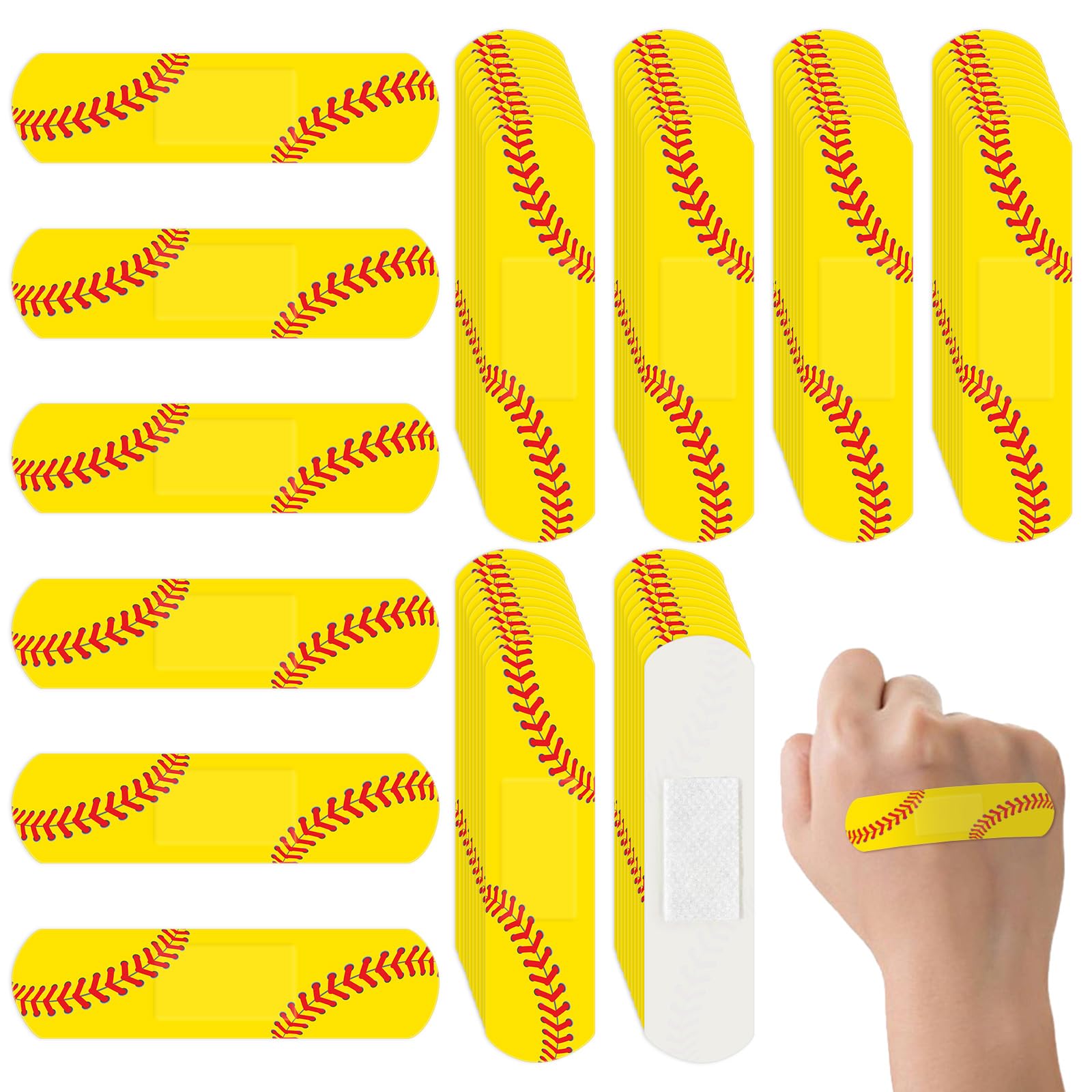 60PCS Softball Bandages for Girls, Breathable Adhesive Bandage for Softball Team Sport Travel and at School, Softball Themed Par