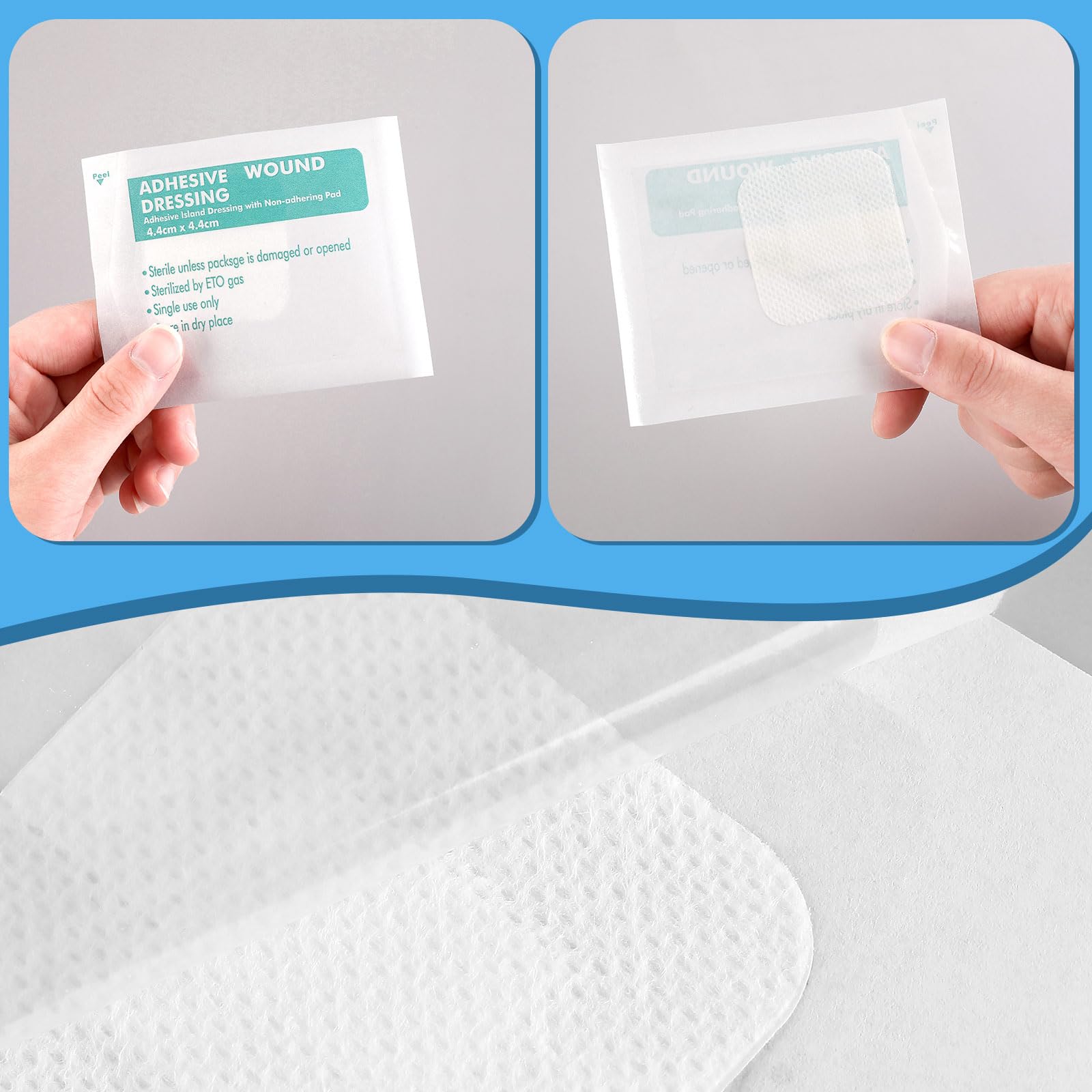 60 Pcs Bordered Gauze Adhesive Island Dressing Wound Dressing Waterproof Gauze with Pad Breathable Bandage Individually Packed P