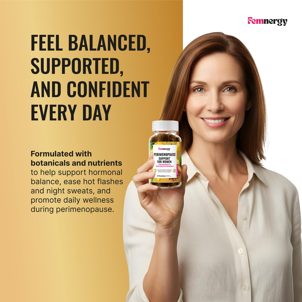 Femnergy Perimenopause Support Gummies for Women - Menopause Relief Estrogen & Hormone Balance Supplement with Black Cohosh Chas