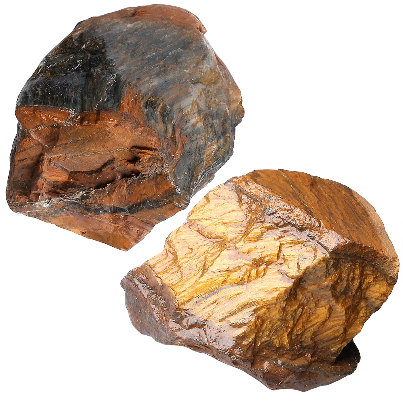 NUKAYAI 2Pcs Tiger Eye 1.8-2.2 Large Raw Crystals Stones Rough Rocks Tiger Eye Stone Healing Crystal for Wicca Reiki Wrapping DI