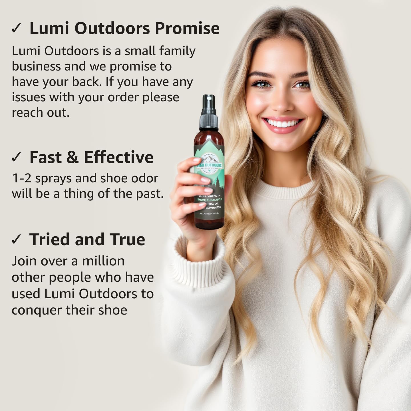 Lumi Outdoors Natural Shoe Deodorizer & Foot Odor Elimination Spray - Shoe Spray for Smelly Shoes - Extra Strength - Eucalyptus