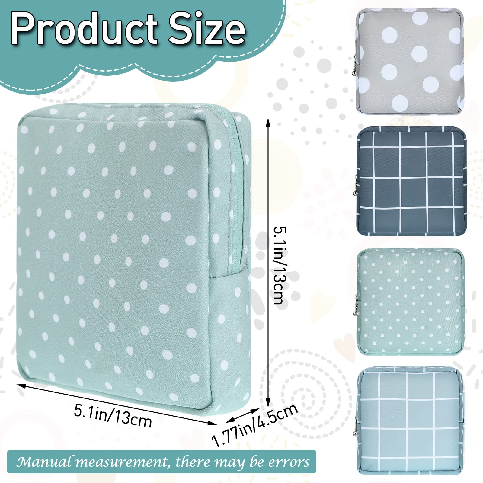 4 Pieces Sanitary Napkin Storage Bag Menstrual Pad Bag Nursing Pad Holder Portable Menstrual Period Sanitary Pouch Zipper Tampon
