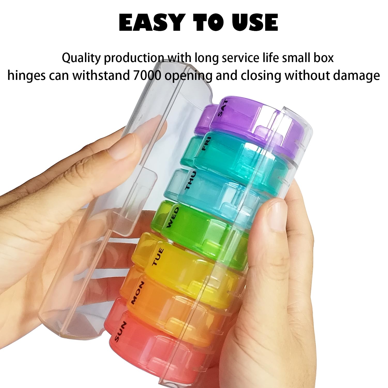 Weekly Pill Organizer 2 Time a Day,Pill Dispensers, Pill Box 7 Day with One-Side Large Opening Design for Easy Filling ,2 Times