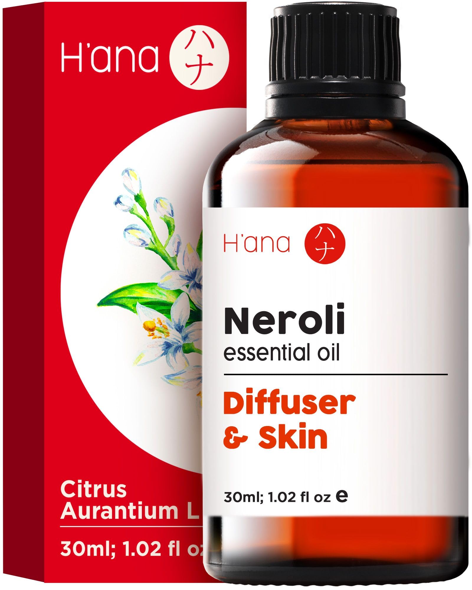 Hana Neroli Essential Oil for Diffuser - 100% Natural Fragrance Neroli Oil for Skin - Neroli Essential Oil for Aromatherapy, Soa