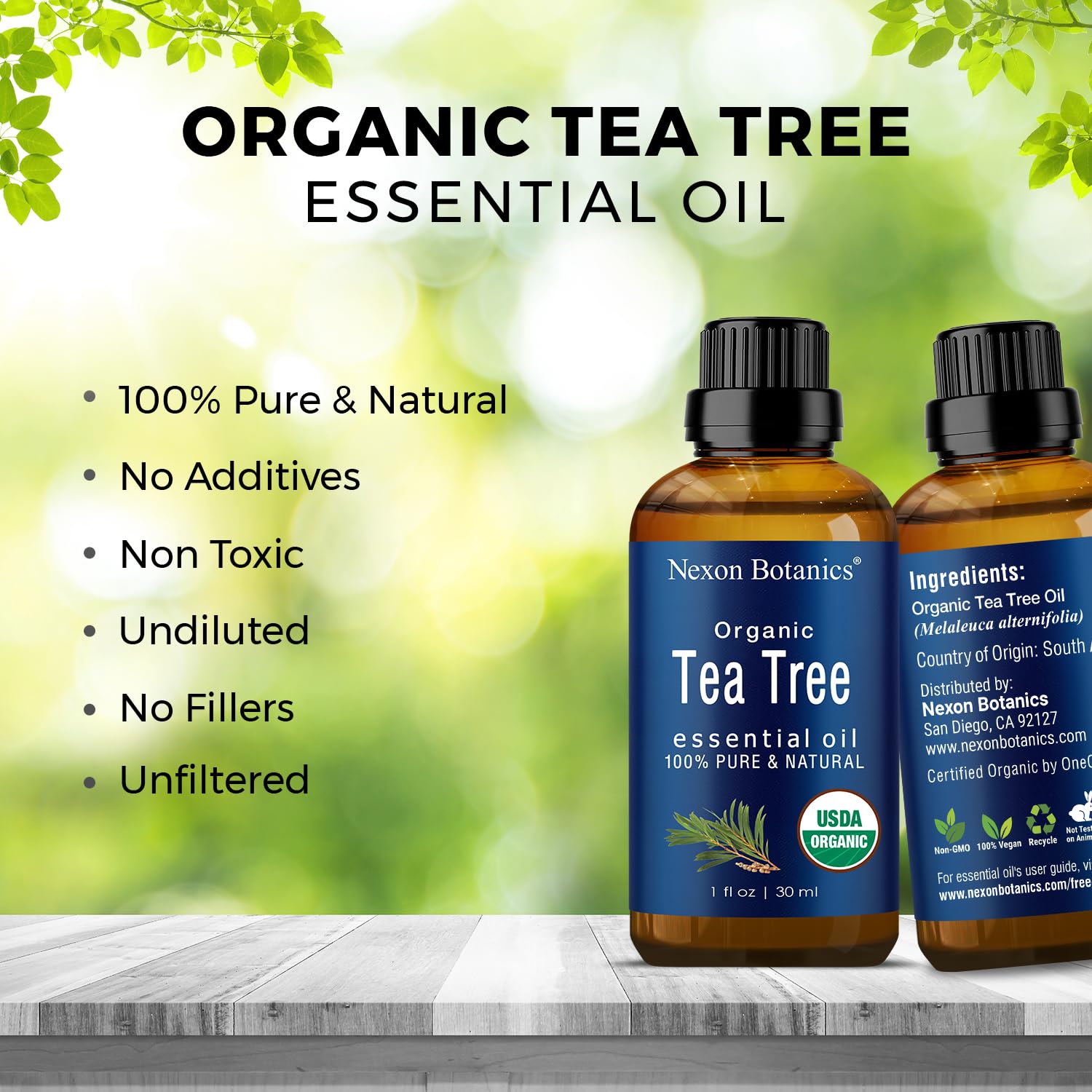 Organic Tea Tree Oil 30 ml - 100% Natural, Pure Tea Tree Essential Oil for Hair, Face, Skin Use, Scalp - Pure Tea Tree Oil Essen