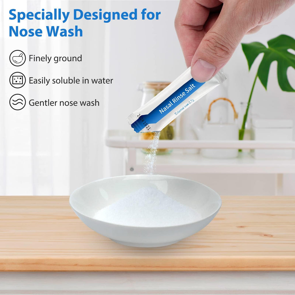 MAOEVER 60 Saline Packets, Neti Pot Salt Packets, Individually Wrapped Saline Packets for Neti Pots, Nasal Irrigation, and Squee