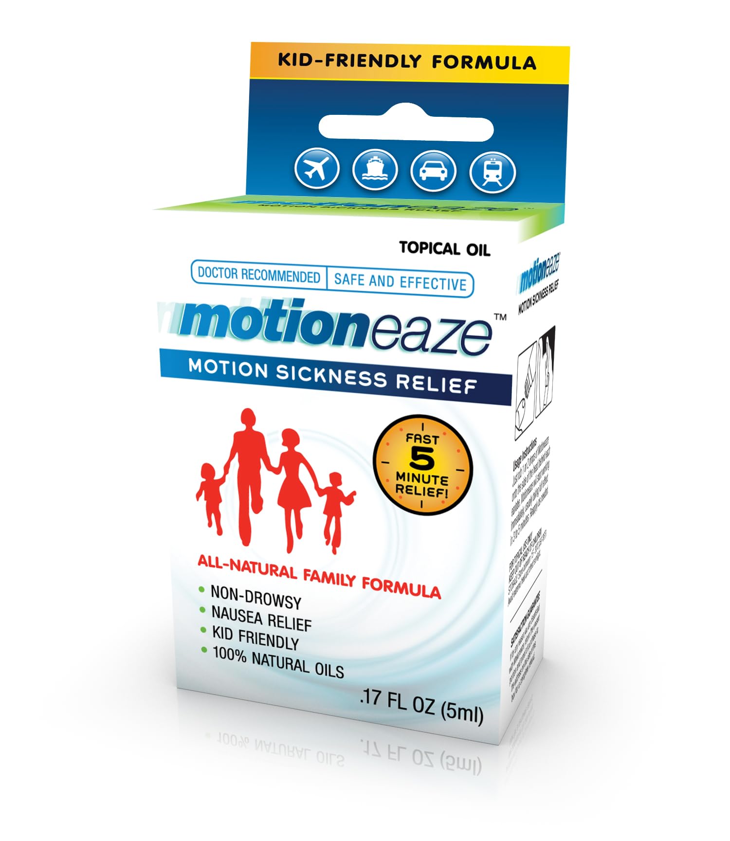 MotionEaze Non-Drowsy Motion Sickness Relief - All Natural Drug Free Formula - Made in The USA - 5ml Bottle - Fast Relief for Mo