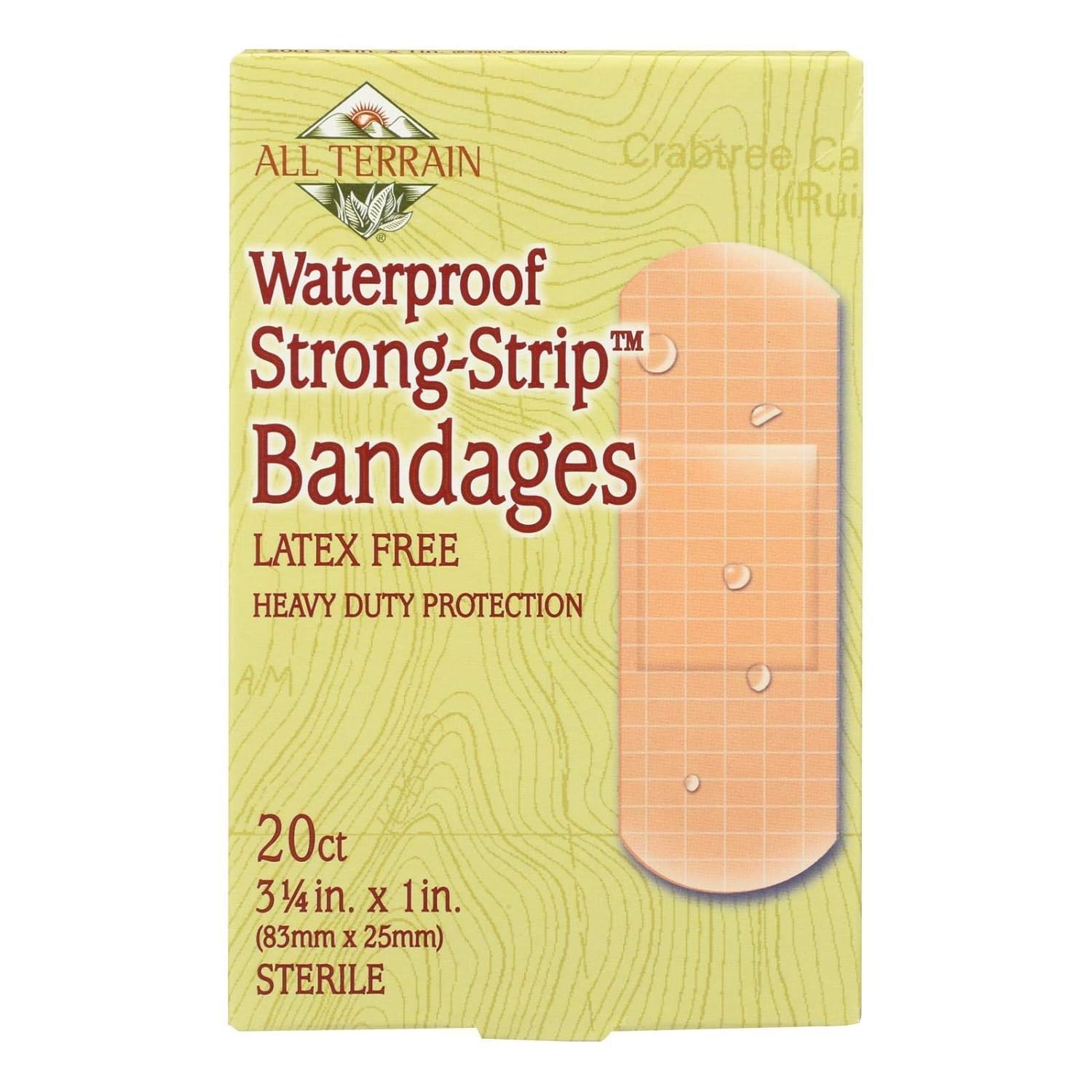 All Terrain Strong Strip Waterproof No Latex Bandage, 1 Inch - 20/Pk 6/Pks