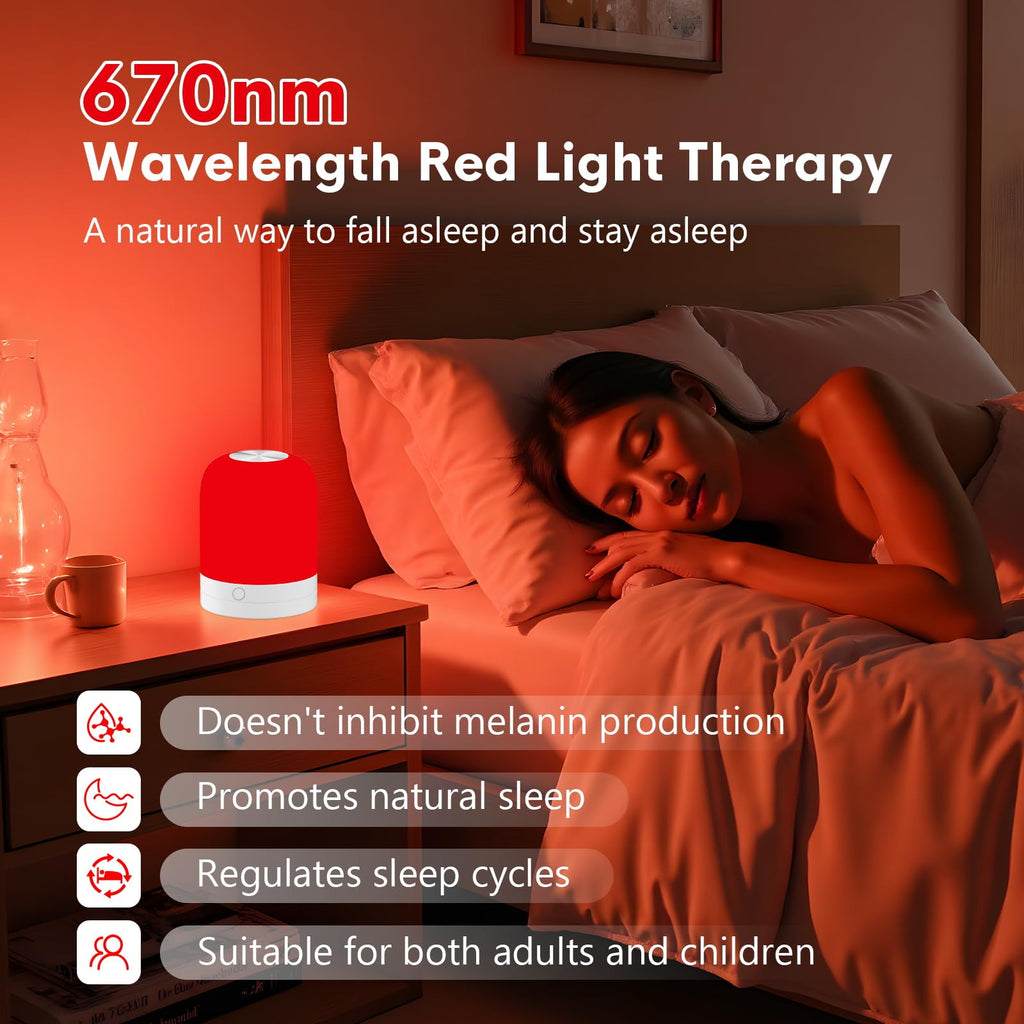 EPOE Red Light Therapy Sleep,Reds Nightlight with 670nm Wavelength Aid to Support Deep Relaxation,Touch Remote Control Red Light