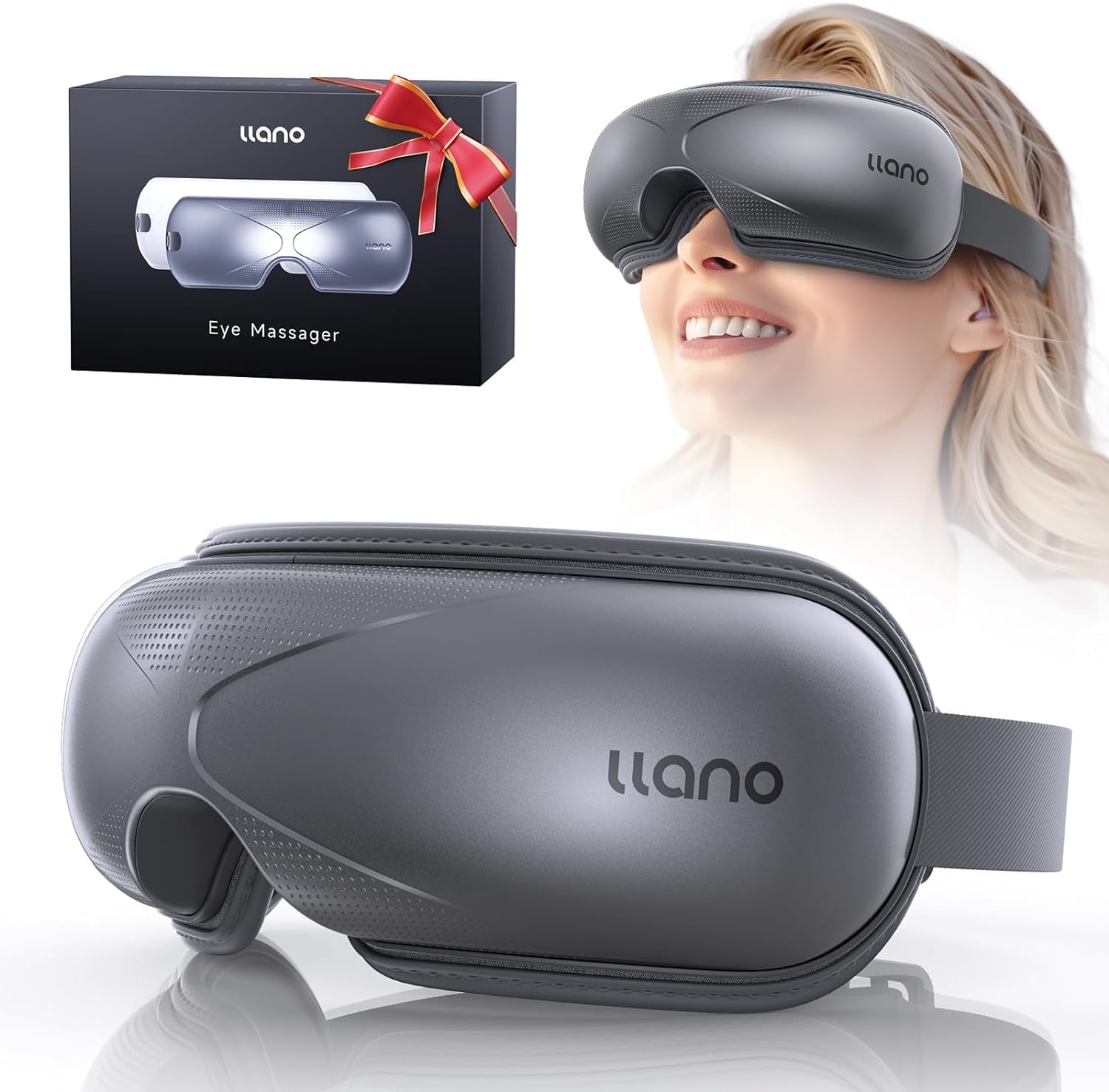 Llano Valentine's Day Mother's Day Gift,Upgrade Eye Massager with Heat, Portable Eye Massage with Bluetooth Music, Eye Mask Mass