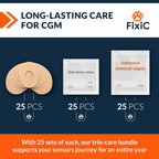 Fixic Trio-Care Bundle 75 PCS - 25 G7 Adhesive Patches, 25 Skin Barrier Wipes, 25 Adhesive Remover Wipes - an Ultimate Solution