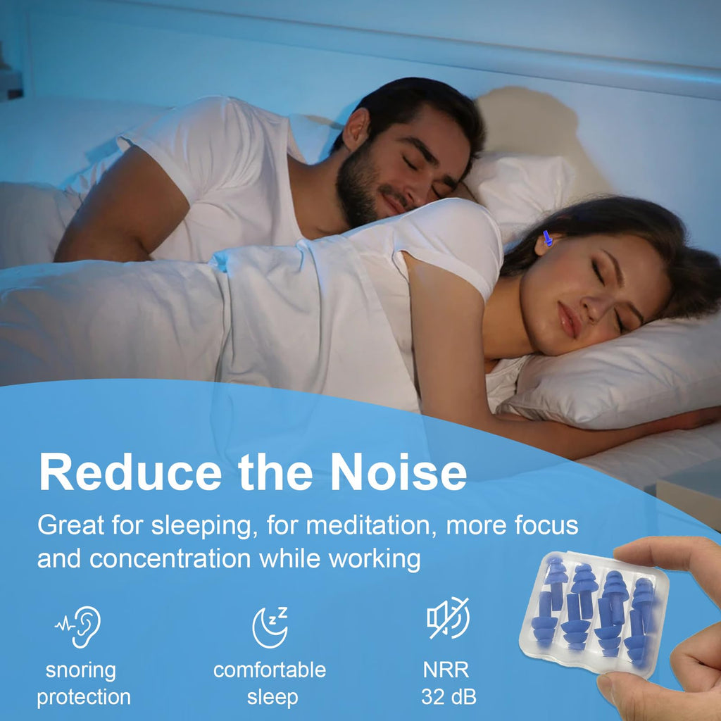 Ear Plugs for Sleeping,12 Pair Earplugs Noise Canceling Soft Silicone Ear Plug Reusable Earplugs for Sleep,Concert,Swimming,Stud