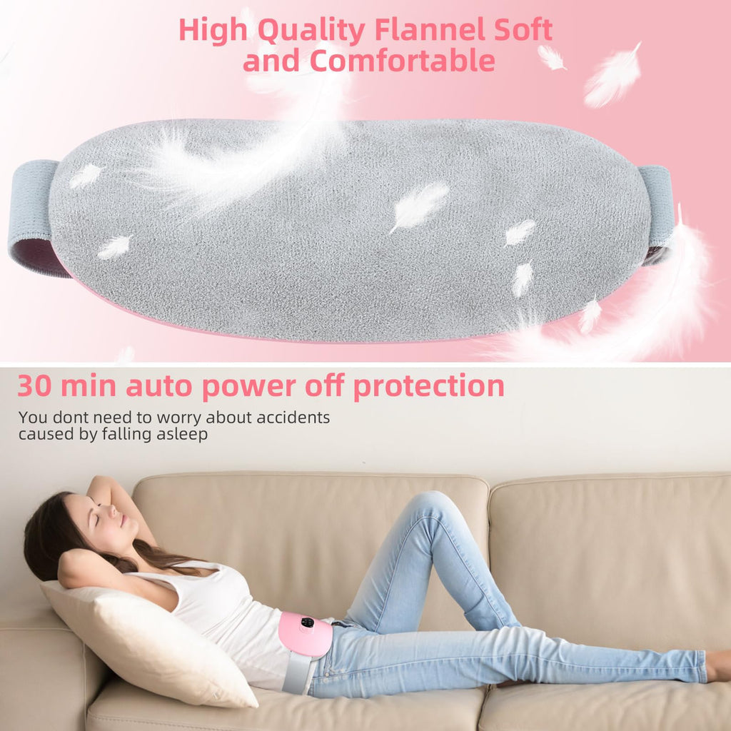 ZPP Portable Cordless Heating Pad, Fast Heating Pad, Electric Waist Belt Device, 3-Speed Vibration&Heat Levels, Back or Belly He