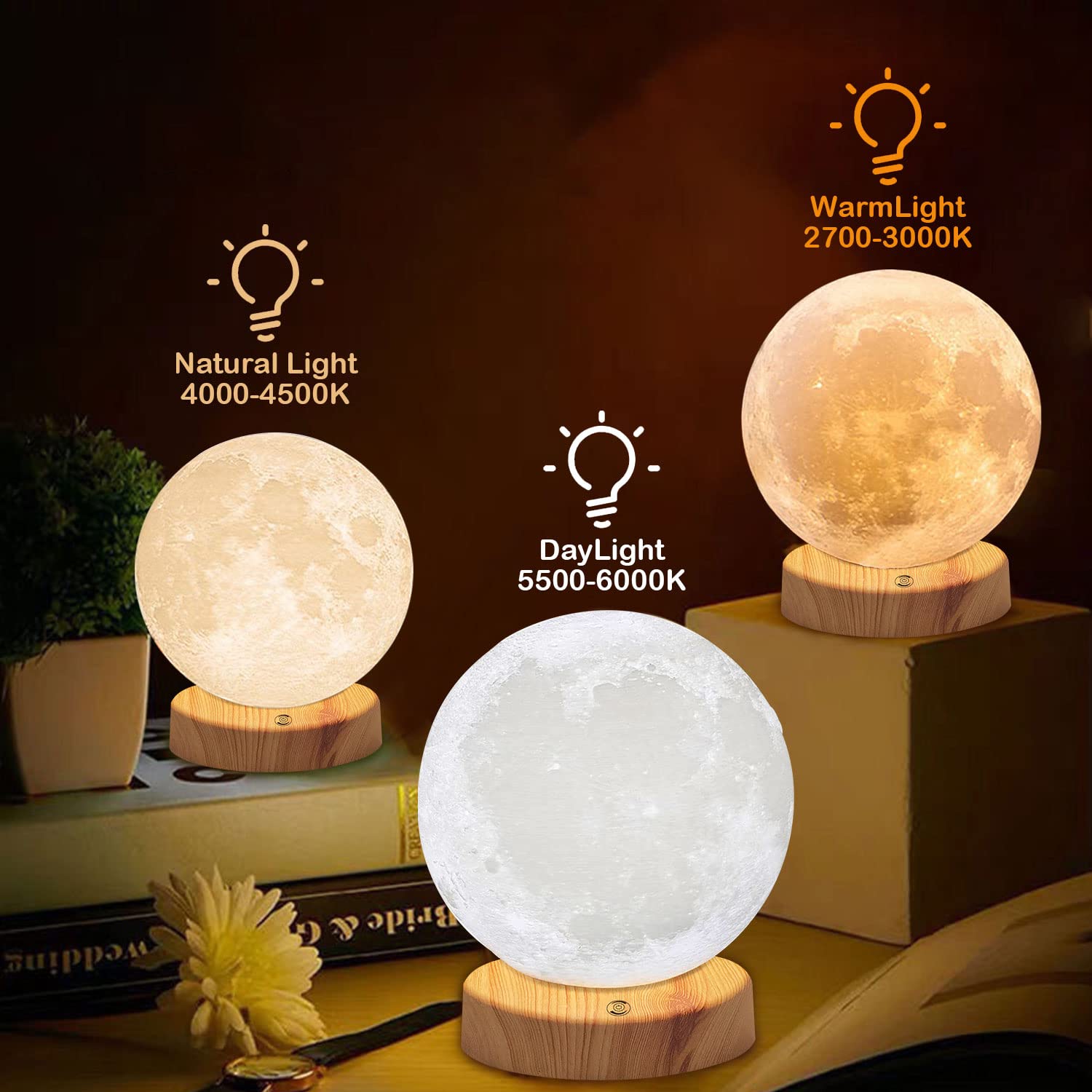Light Therapy Lamp 10000 Lux, Happy Sunlight Lamps UV-Free with 3 Color Temperatures, Adjustable Brightness,Timer & Memory Funct