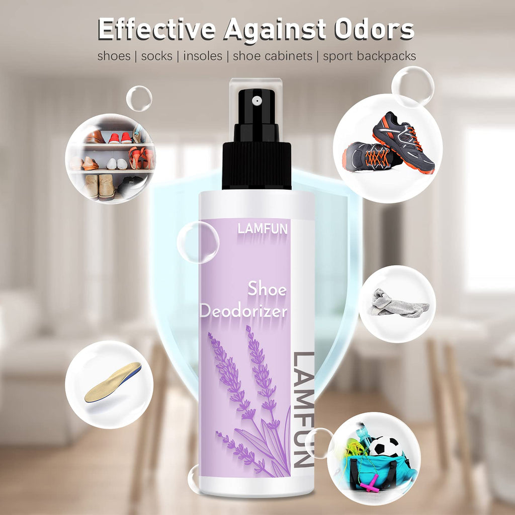Shoe Odor Eliminator, Lamfun Deodorant Spray for Stinky Sneakers or Smelly Feet, Natural Shoe Deodorizer and Foot Deodorant Figh