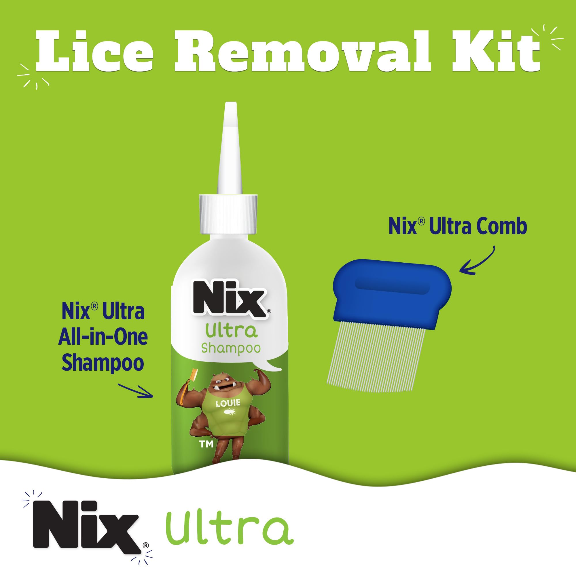 Nix Ultra Superlice Treatment, All-in-One Shampoo, 3 fl oz & Lice Removal Comb