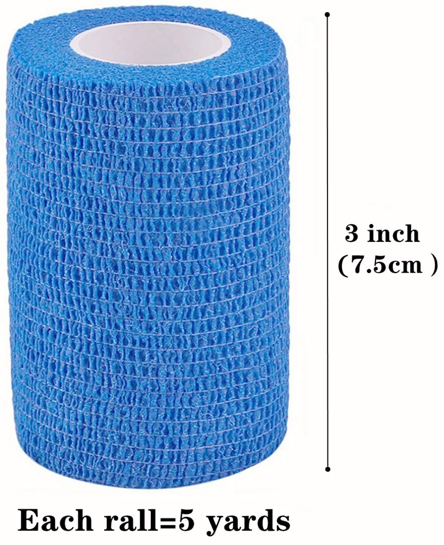 6 Pack 3 x 5 Yards Self Adhesive Elastic Bandage Wrap Stretch Self-Adherent Tape for First Aid,Sports, Wrist, Ankle (6 Colors)
