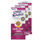 Little Remedies Saline Spray and Drops, Safe for Newborns, 0.5 fl oz, 3 Pack
