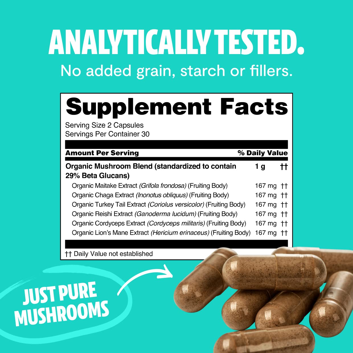 FreshCap Ultimate Mushroom Complex - Ayurveda Lions Mane, Reishi, Cordyceps, Chaga, Turkey Tail, Maitake - Immune Support, Nootr