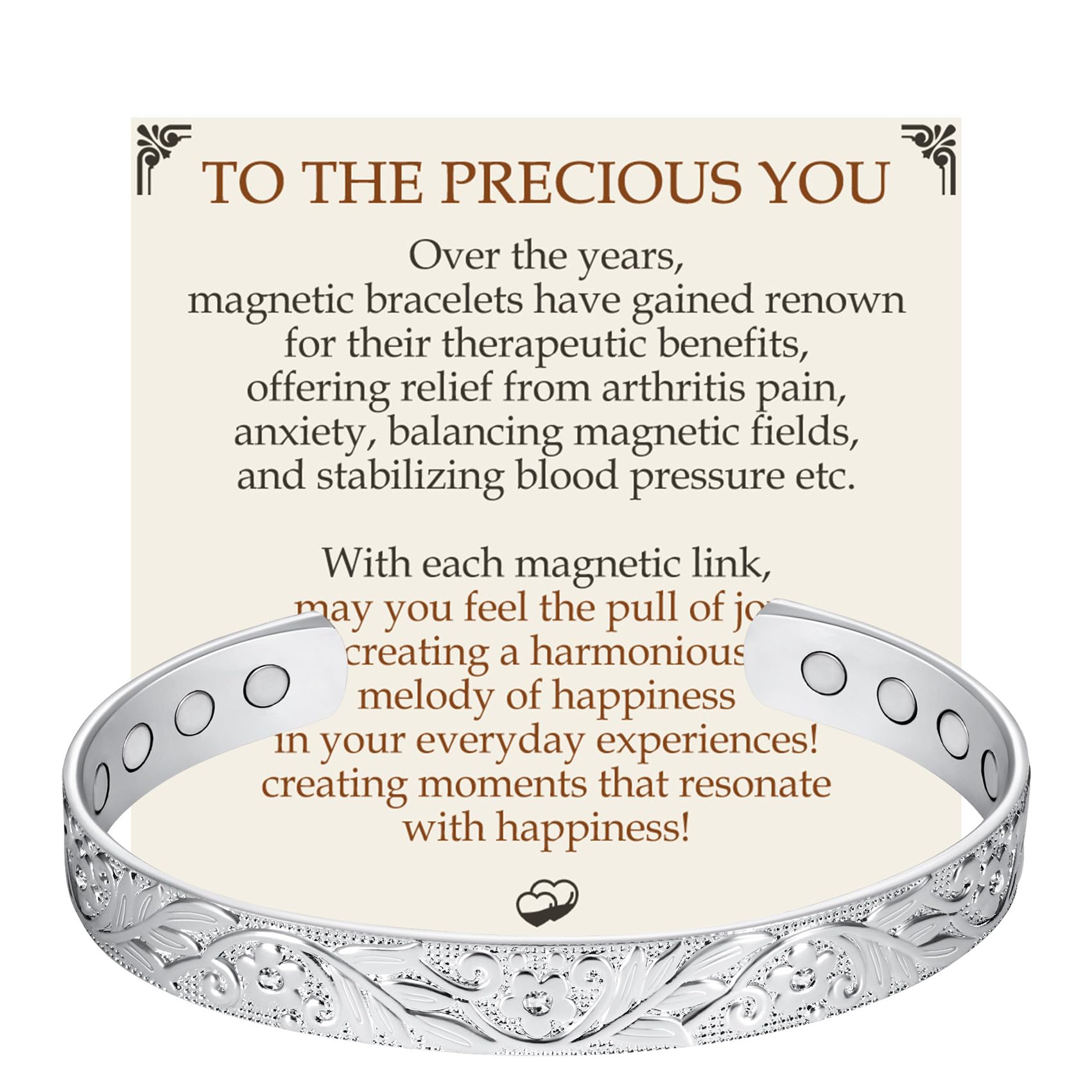 Feraco Copper Bracelet for Women, 12X Ultra Strength Magnetic Bracelets, 99.99% Pure Copper Cuff Bangle with 3500 Gauss Neodymiu