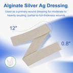 Niceful 5 Pcs Silver Calcium Alginate Wound Dressing 0.8x12, Ag Calcium Alginate Rope with Silver, HSA FSA Eligible, High Absorb