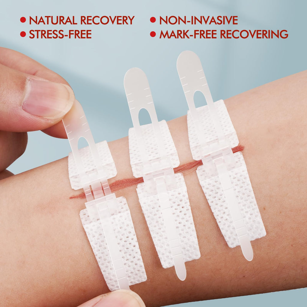 AUSLKA Laceration Closure Kit - 4pk - 2 Types Emergency Wound Closure Strips - Repair Wounds Without Stitches - Butterfly Bandag