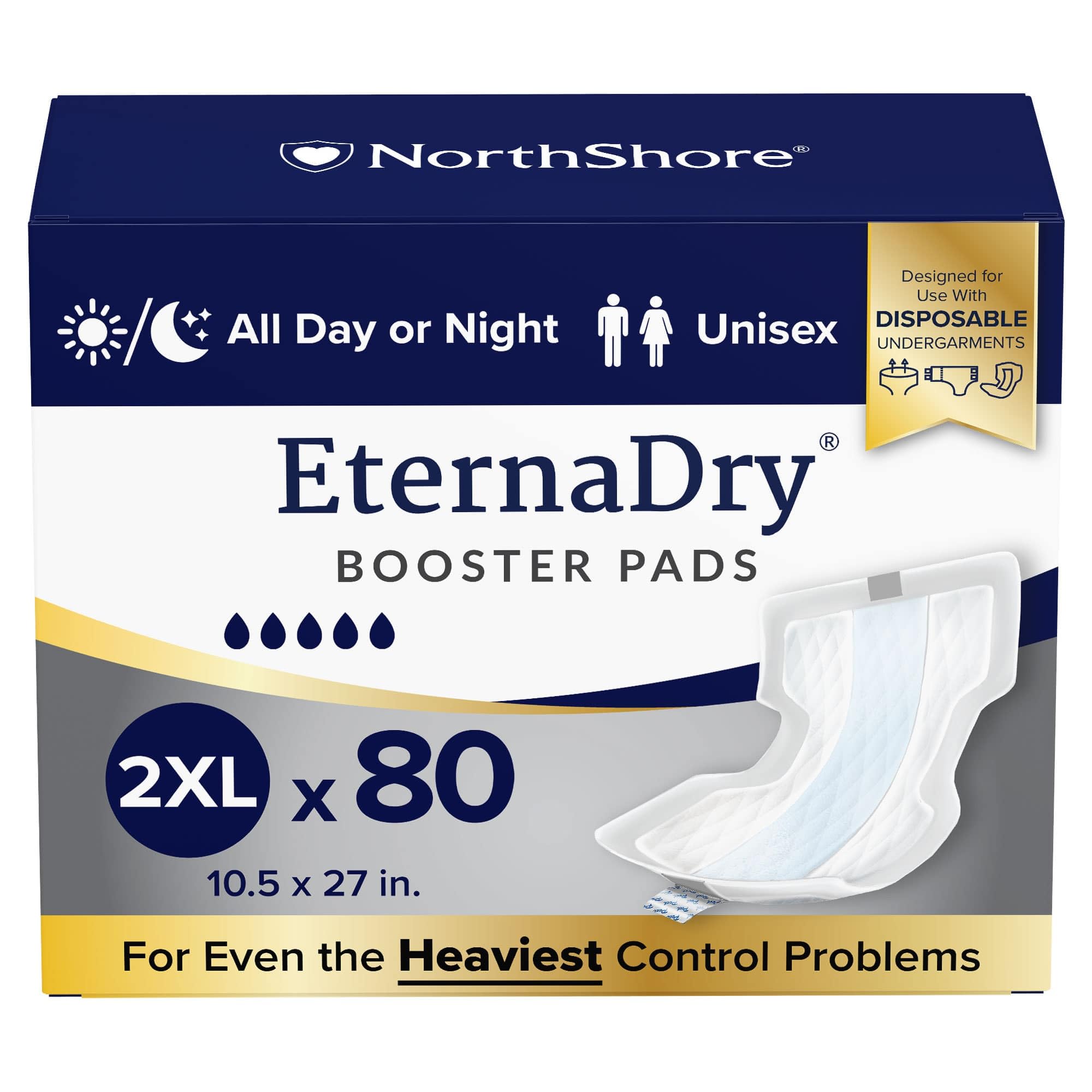 NorthShore Booster Pads for Men and Women with Adhesive, 2X-Large, Case/80 (8/10s)