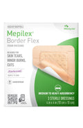 Mepilex Border Flex 4 x 4 in (10 x 10 cm) Hospital Grade Dressings for Skin Tears, Minor Burns and Cuts Waterproof Adhesion for 