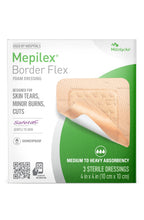 Mepilex Border Flex 4 x 4 in (10 x 10 cm) Hospital Grade Dressings for Skin Tears, Minor Burns and Cuts Waterproof Adhesion for 