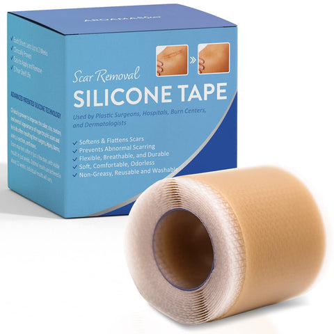Aroamas Scar Silicone Scar Sheets Silicone Scar Tape 1.6x60 for Softening and Flattening Scars, C-Section, Keloid Surgery, Painl