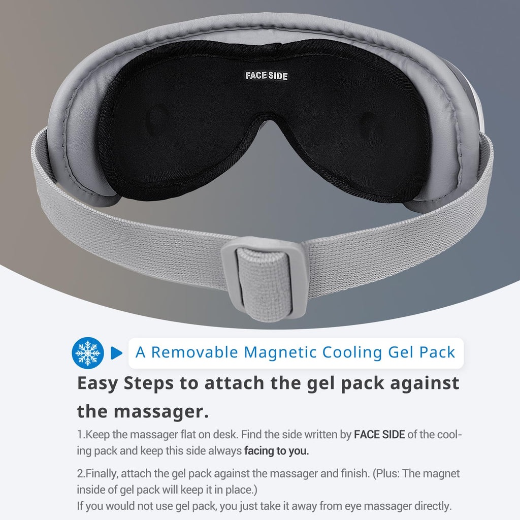 5 Mode Heated Eye Massager with Heat and Cooling, Eye Massage with Bluetooth Capability and Voice Announcement