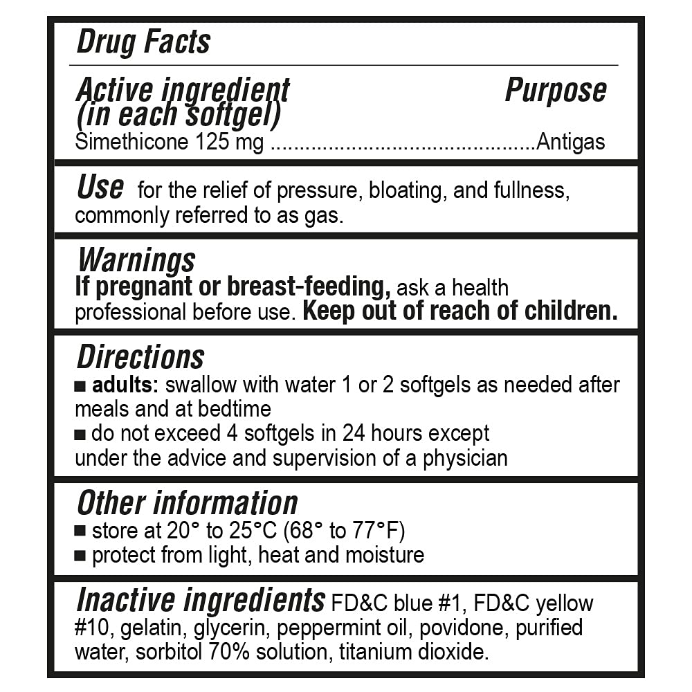 P Puregen Labs Extra Strength Gas Relief Softgels with Simethicone 125 mg | Fast Relieve of Pressure, Bloating and Painful Disco