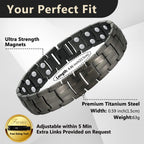 Feraco Magnetic Bracelet for Men Titanium Steel Magnetic Bracelet for Men with Double Row Magnets Adjustable (Gray)