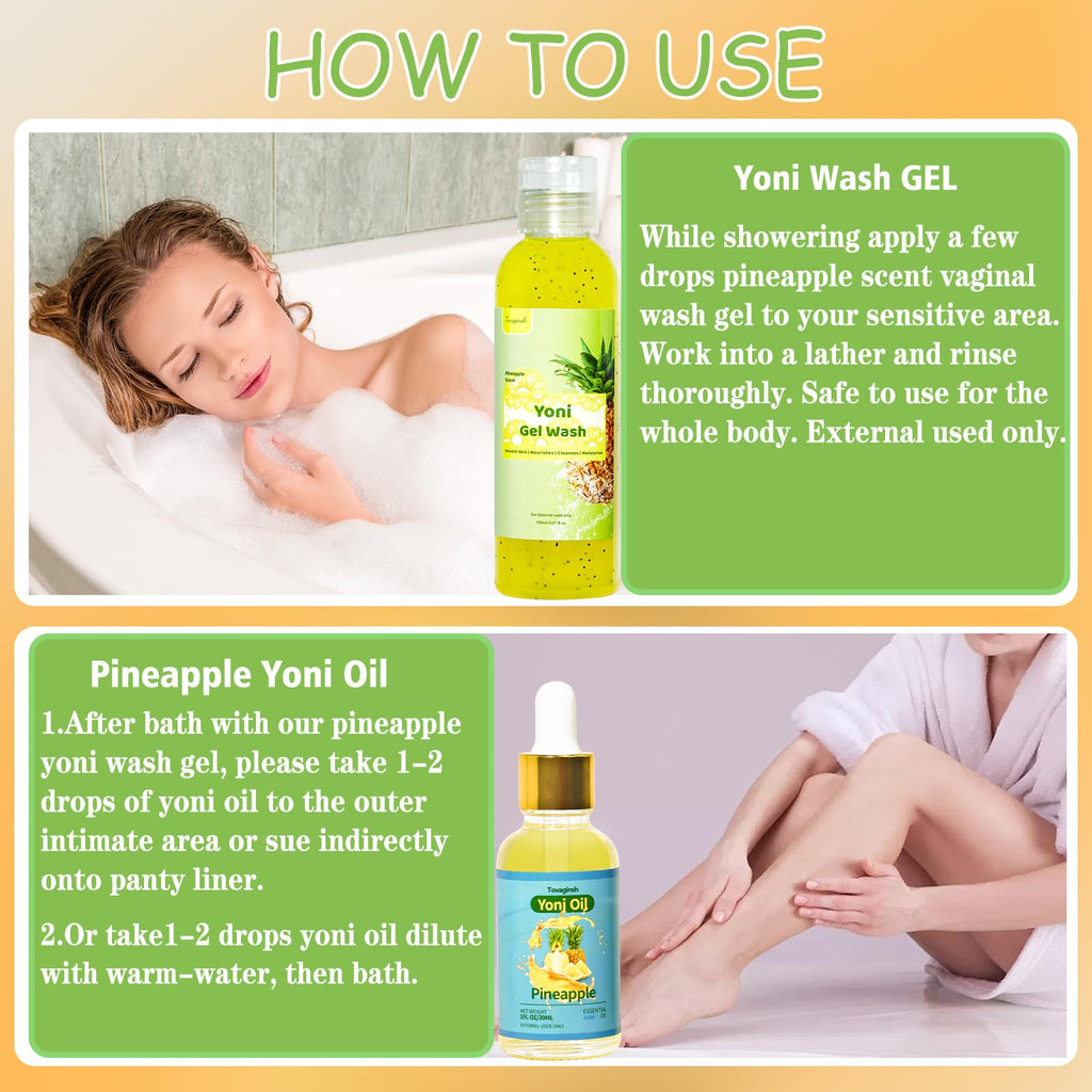 Natural Yoni Wash Yoni Oil Set, Feminine Wash for Women ph Balance, Yoni Oil for Vagina Moisturizing, Feminine Oil Intimate Vagi