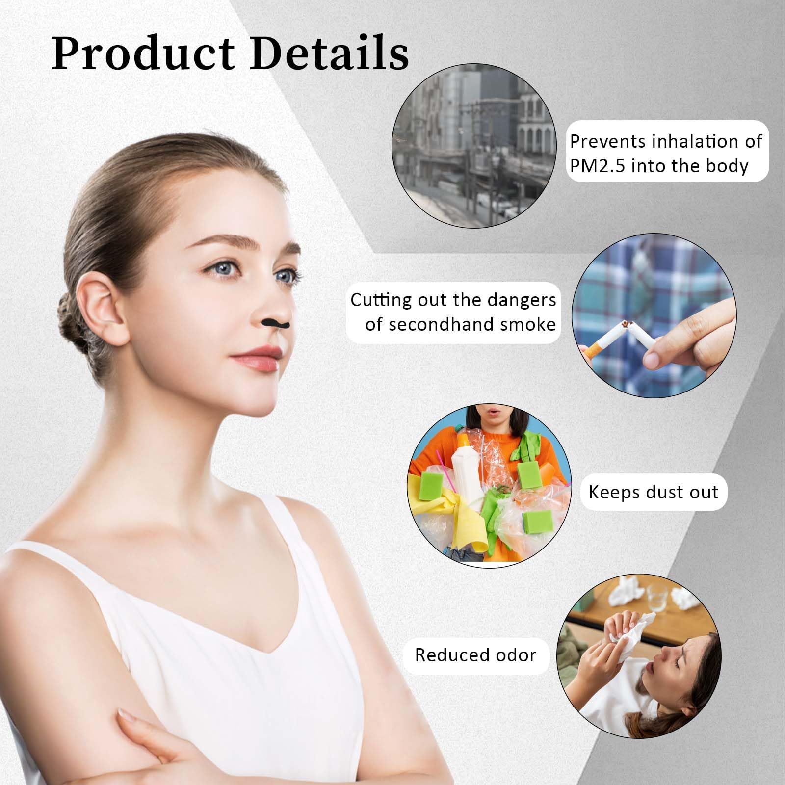 50Pcs Nose Plug Filter, Disposable Nose Dust Filters, Bulk Softness Sponge Nostril Filters, Nose Plug for Allergies and Dust, fo