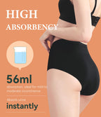 IRISMORII Urinary Incontinence Postpartum Underwear for Women Washable Leak Proof Odor Control 56ml Absorbency Brief 1 Pack (Bla