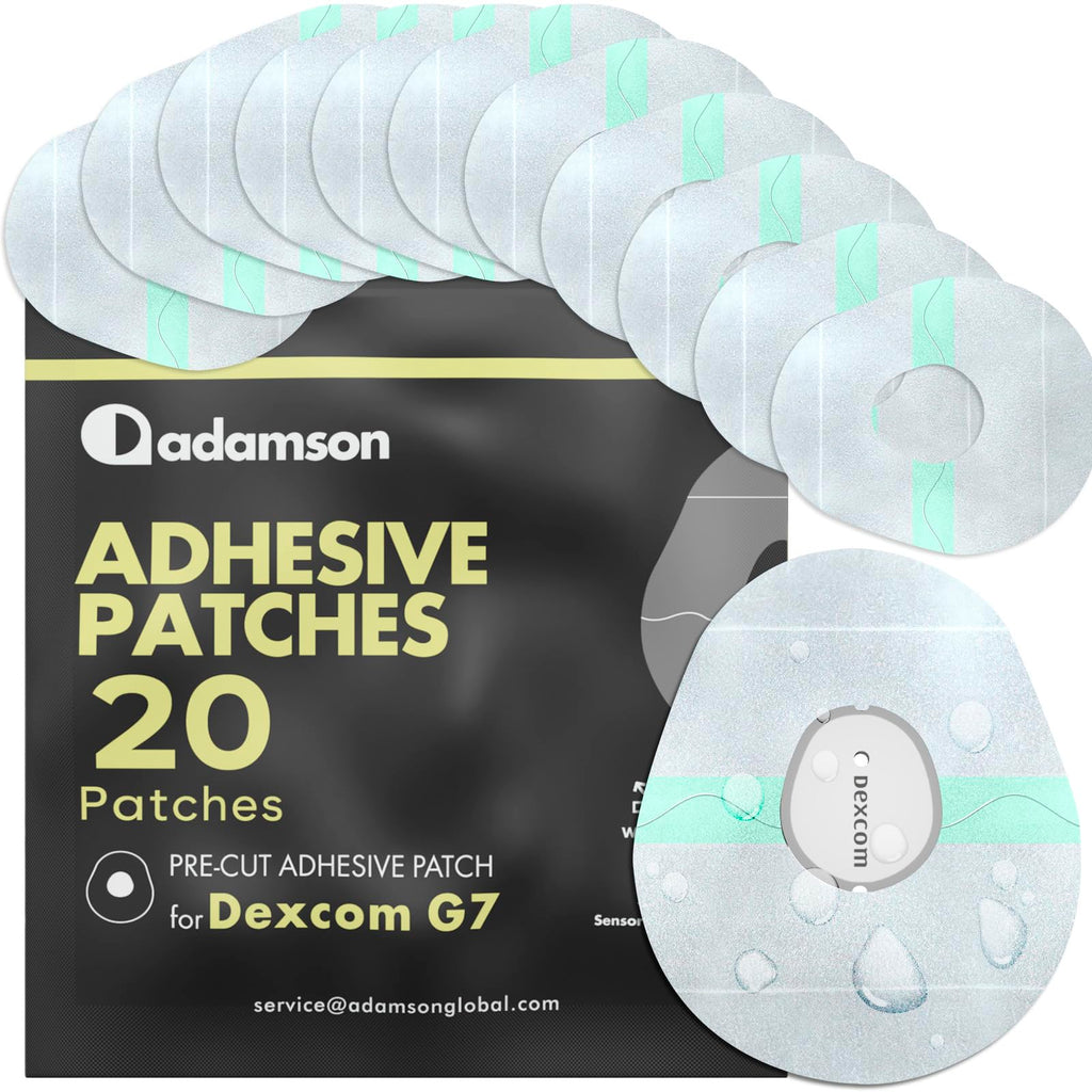 Adamson Dexcom G7 Over Patches Waterproof - 20 Clear Adhesive Patches - Transparent CGM Covers No Glue on Sensor - Strong Hold -