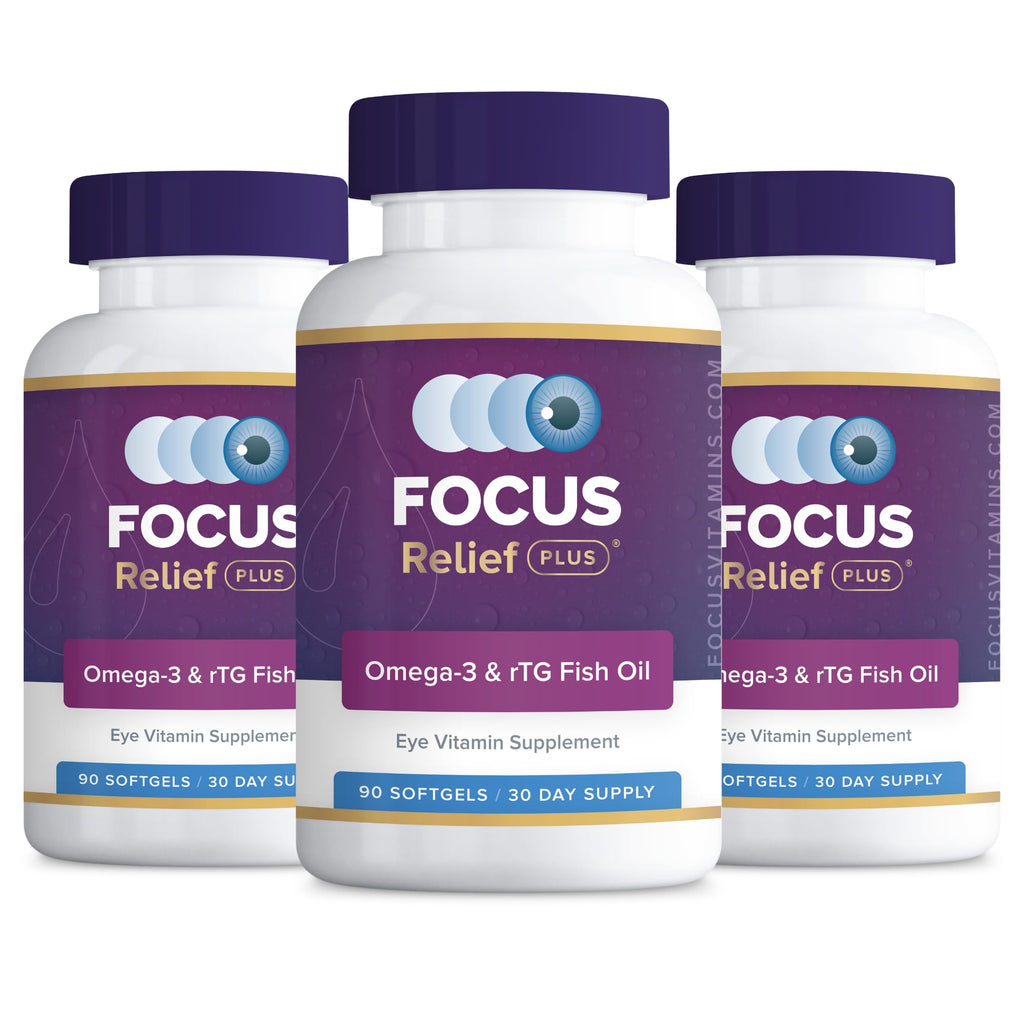 Focus Relief Plus Dry Eye Formula (270 ct. 90 Day Supply) Dry Eye Omega 3 Supplement - Dry Eye Relief Supplement - Omega 3 Fish 