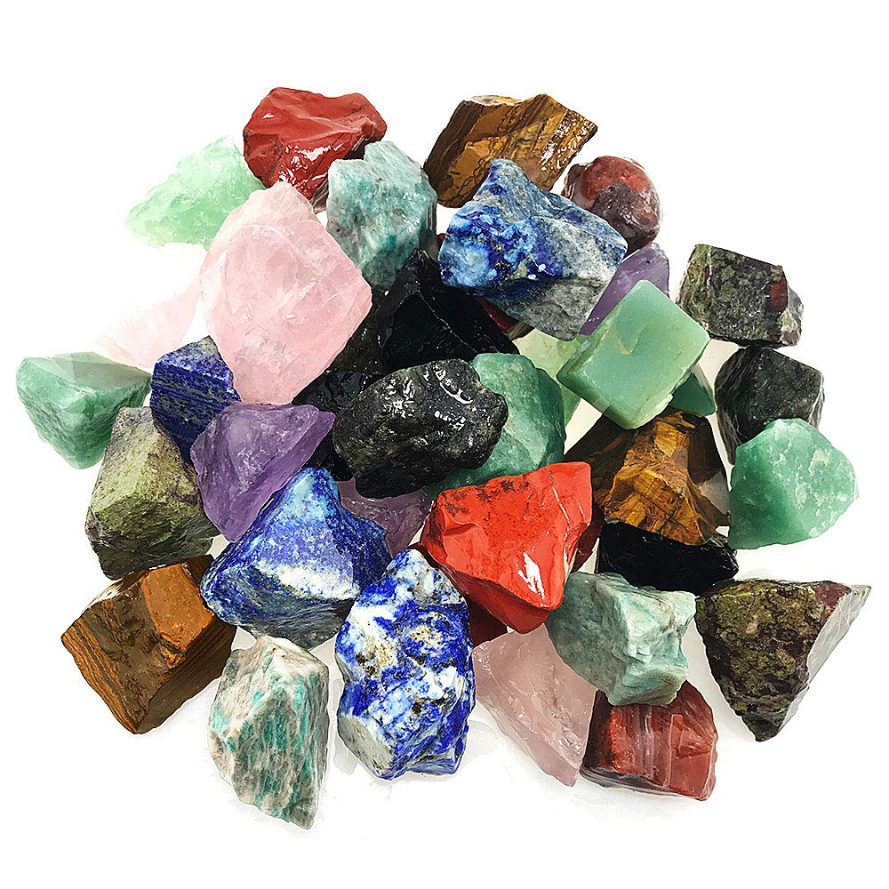 UFEEL 3 LB Bulk Rough Stone Mix Large 1 Natural Raw Crystals for Tumbling Cabbing Polishing Wire Wrapping