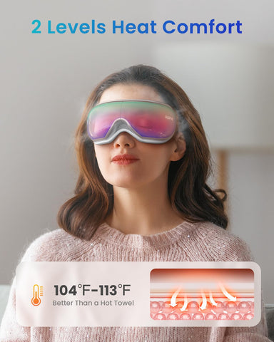 RENPHO Eye Massager, Eyeris1 Heated Eye Massage Mask FSA HSA with Remote, Compression, Bluetooth, Migraine Massager for Eye Stra