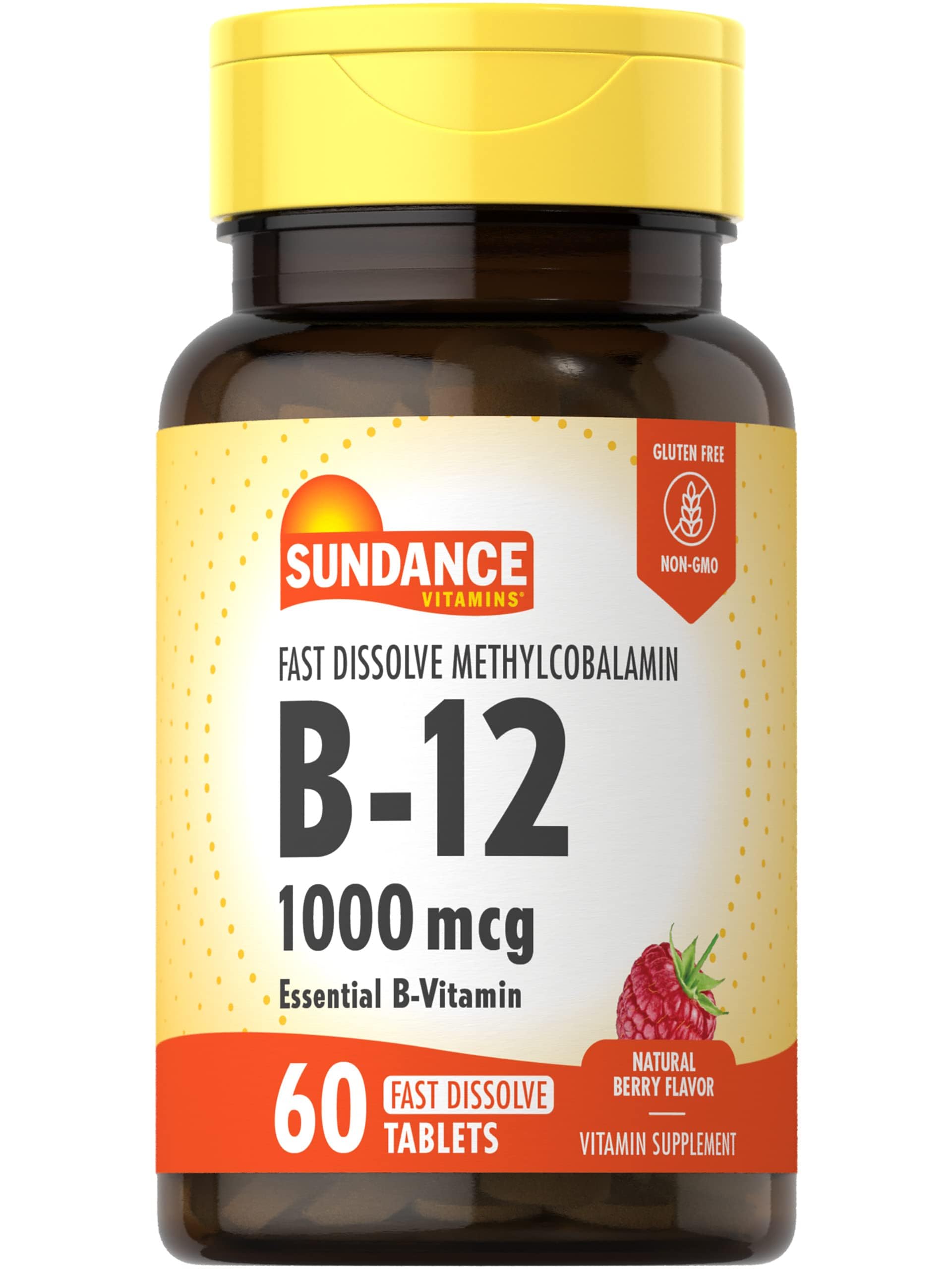 Vitamin B-12 1,000 mcg | 60 Fast Dissolve Tablets | As Methylcobalamin | Vegetarian, Non-GMO, and Gluten Free Supplement | by Su