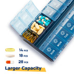 XL Large Weekly Pill Organizer 2 Times A Day, Hinged Lids Daily Vitamin Pill Box Holder Am Pm, Big Pill Container 7 Day, Medicat