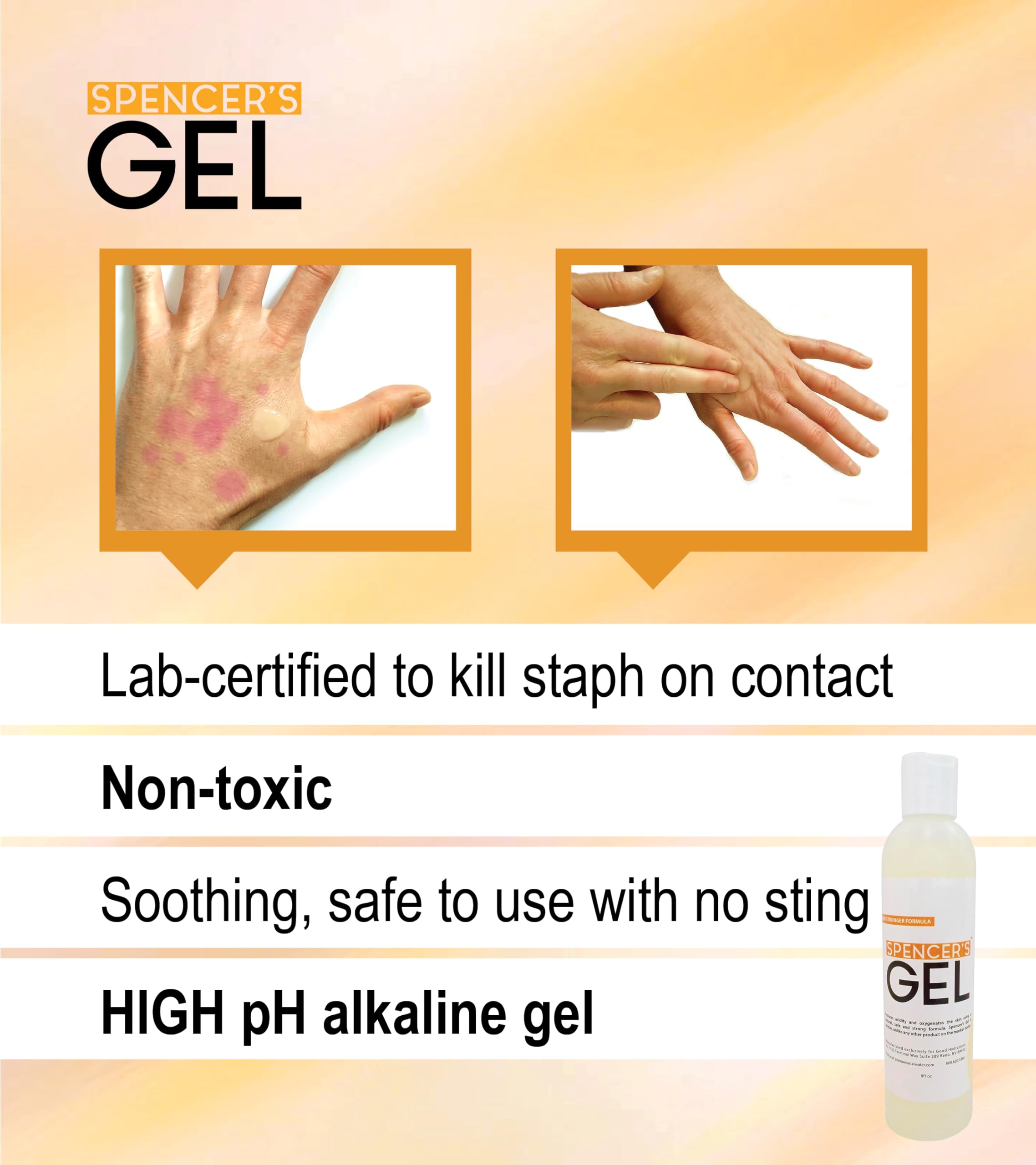 Spencers Gel Alkaline Formula (4 oz) - lab-Certified to Kill Staph aureus on Skin Contact