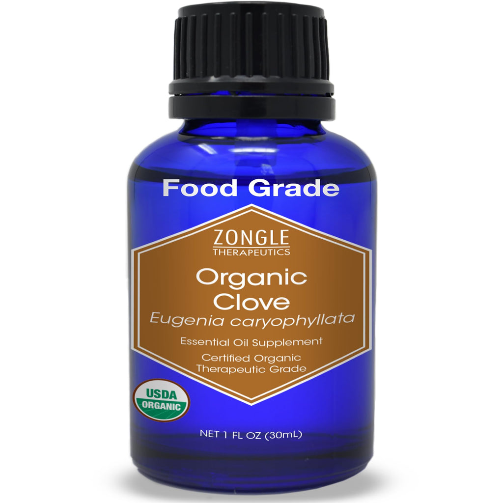 Organic, Clove Oil, Food Grade, for Teeth and Gums, Tooth Aches - 100% Pure, Clove, Bud, Essential, Oil, by Zongle Therapeutics,