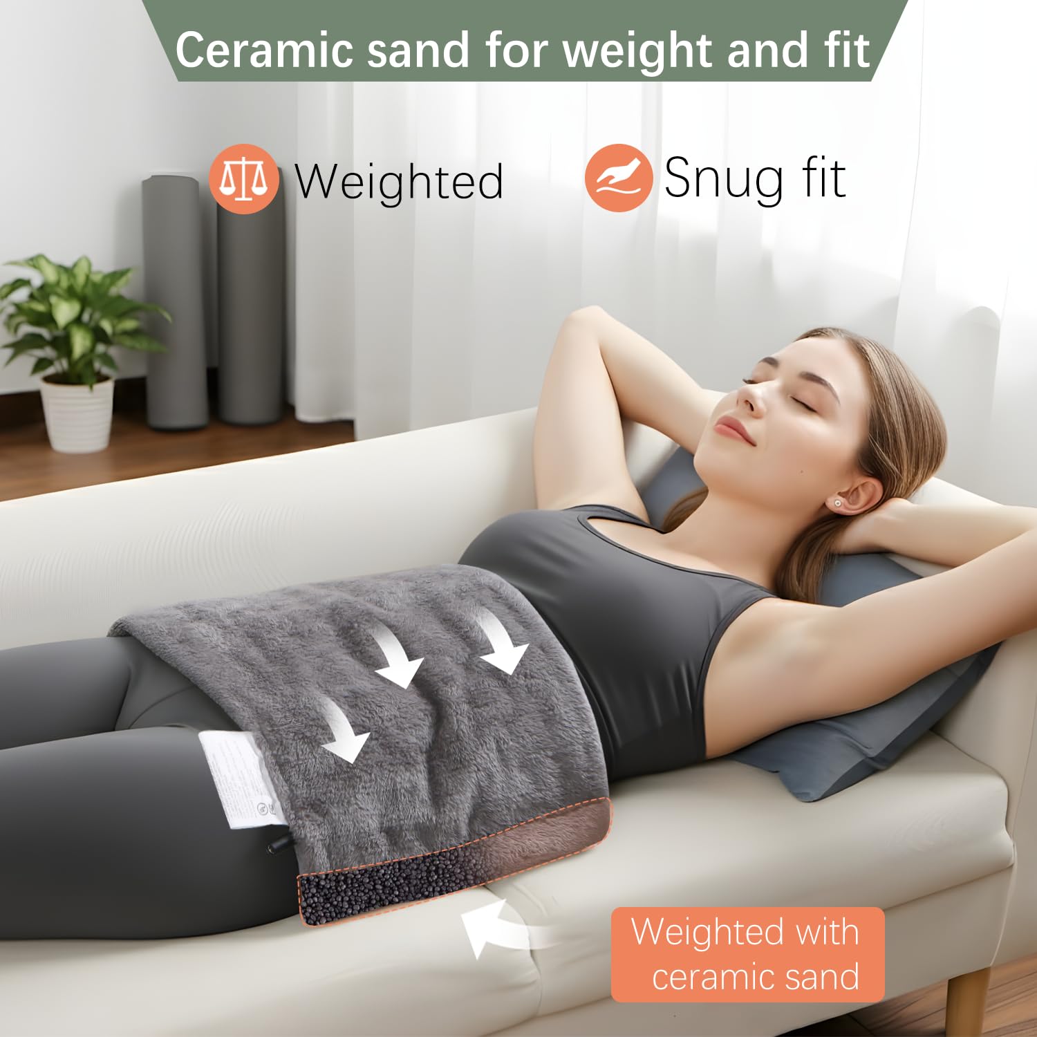 Melissa Electric Weighted Heating Pad for Back,Neck,Abdomen, 12V Low Voltage, 3 Timer Settings with Auto Shut-Off, Machine Washa