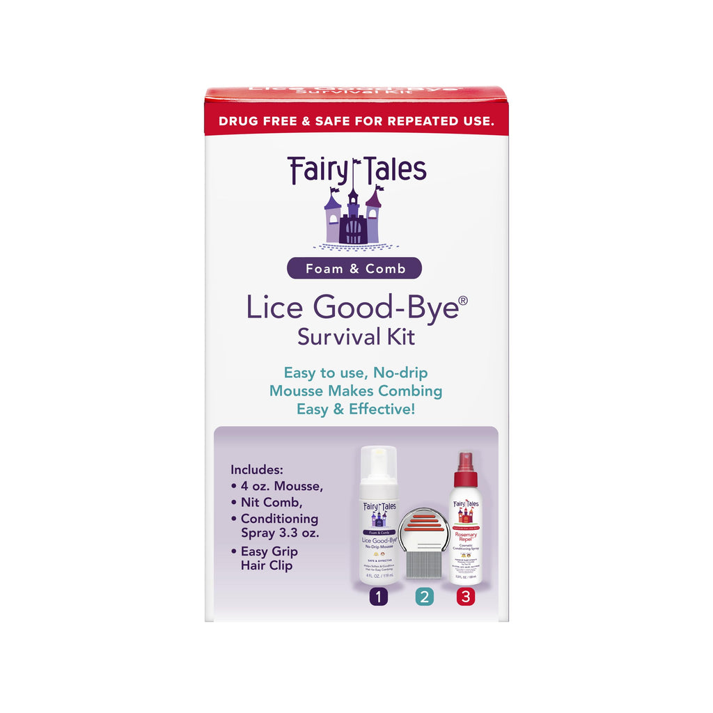 Fairy Tales Lice Good-Bye Lice Removal Treatment Kit, All-in-One Mousse, Lice Removal Comb, and Rosemary Repel Conditioning Spra